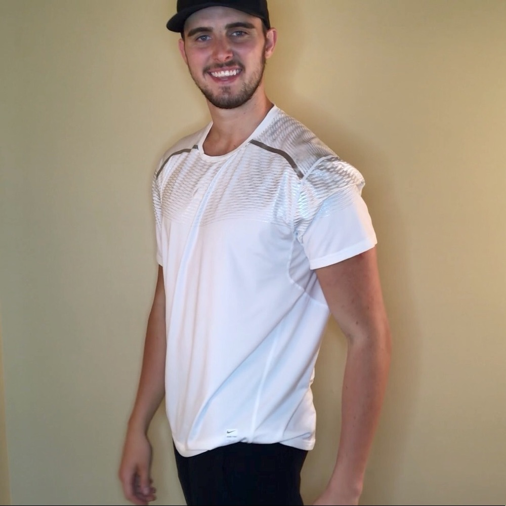 Nike Pro White and Silver Dri-Fit Tee